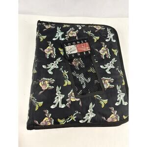 VTG Looney Tunes Binder Stuart Hall Black 3 Ring Bugs‎ Bunny Taz Daffy Duck 90s